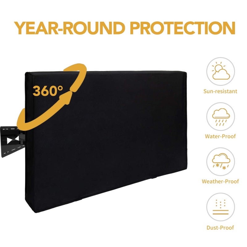 Easy-Going Outdoor TV Cover for 22 to 24 inches LCD, LED, Water Repellent, Weatherproof and Dust-Proof TV Screen Protectors with Cleanig Cloth (24 inch,Black) - Image 3